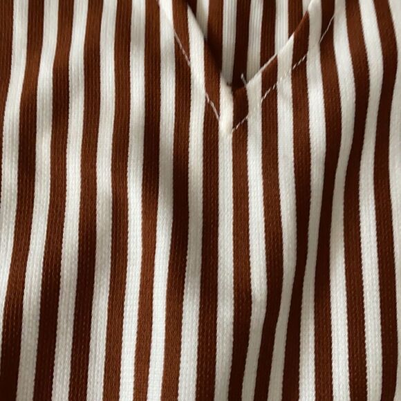 ZARA | Brick Striped V Neck Front Tie Shorts Romper | L - Picture 7 of 7